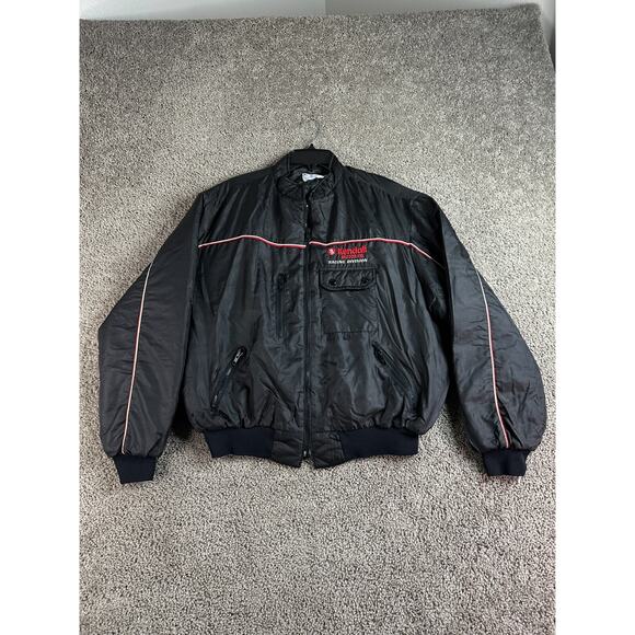 VINTAGE Swingster Jacket Mens XL Kendall Motor Oil Racing Division Black Bomber - Picture 2 of 14